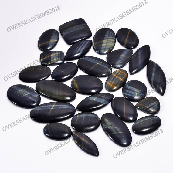 Natural Tiger Eye Gemstone Cabochon Wholesale Lot | 250 Ct, Golden Fire Mix, 7-8 Pieces, Polished, South Africa