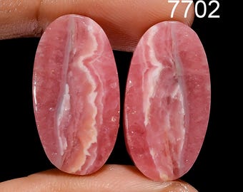 Natural Rhodochrosite Gemstone Cabochon Pair, Loose Gemstone For Jewelry Making