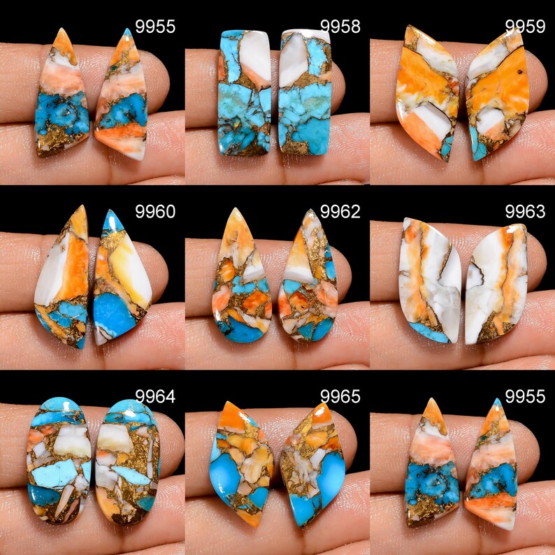 Oyster Copper Turquoise Gemstone Pair, AAA Quality Mix Shape Loose Gemstone For Jewelry image 3