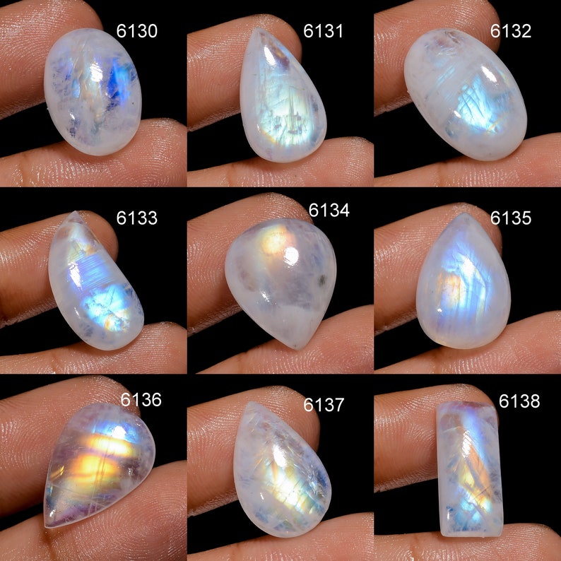 Natural Rainbow Moonstone Gemstone, Rare Rainbow Moonstone Cabochon, Loose Moonstone Gemstone For Jewelry Making Supply, Healing Crystal image 8