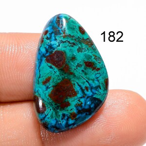 Cabochon en pierre précieuse azurite malachite : forme rare de poire mexicaine 182 : 25X16X5 mm