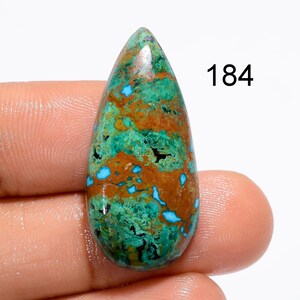Cabochon en pierre précieuse azurite malachite : forme rare de poire mexicaine 184 : 31X14X5 mm