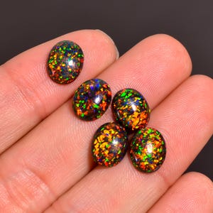 Ethiopian Black Opal Oval Cabochon, Opal Loose Gemstone For Jewelry Making, Black Color Opal Cabochon Calibrated Size 10x8 mm