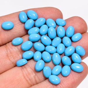 25 Pcs Turquoise Gemstone, Oval Shape Calibrated Size Loose Gemstone, All Size And Shapes Are Available For Custom order, Blue Gemstone