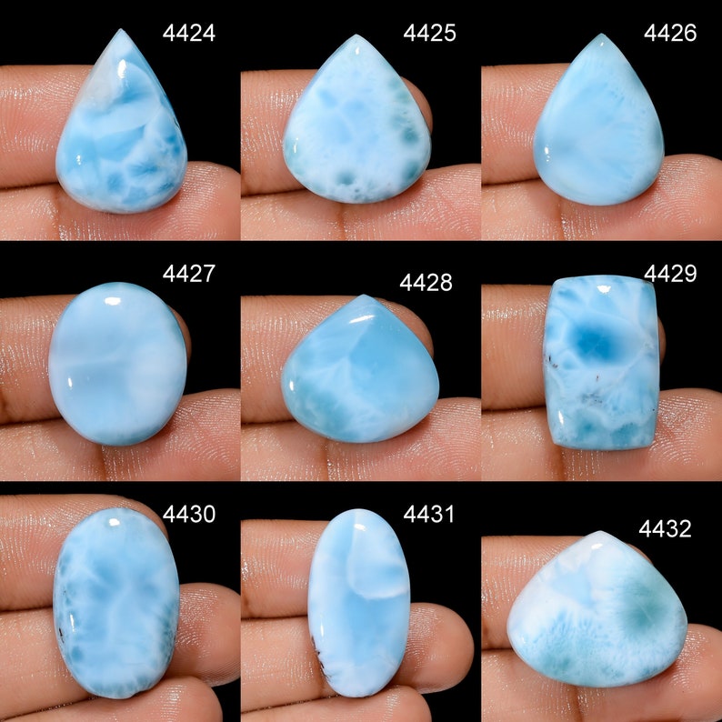 Natural Larimar Gemstone, Designer Larimar Cabochon Crystal, DIY-ART-CRAFTS Pendant Necklace Jewelry making supply, Birthstone Crystals image 1