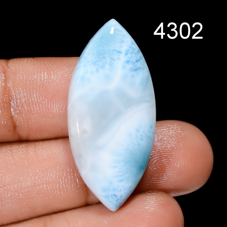 Pierres précieuses naturelles de larimar, cristal de Larimar cabochon de créateur, collier pendentif DIY-ART-CRAFTS Fourniture de fabrication de bijoux, cristaux de pierre de naissance 4302 : 34X15X6 mm