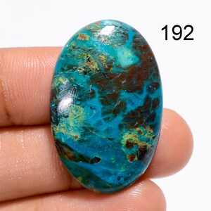 Cabochon en pierre précieuse azurite malachite : forme rare de poire mexicaine 192 : 33X21X6 mm