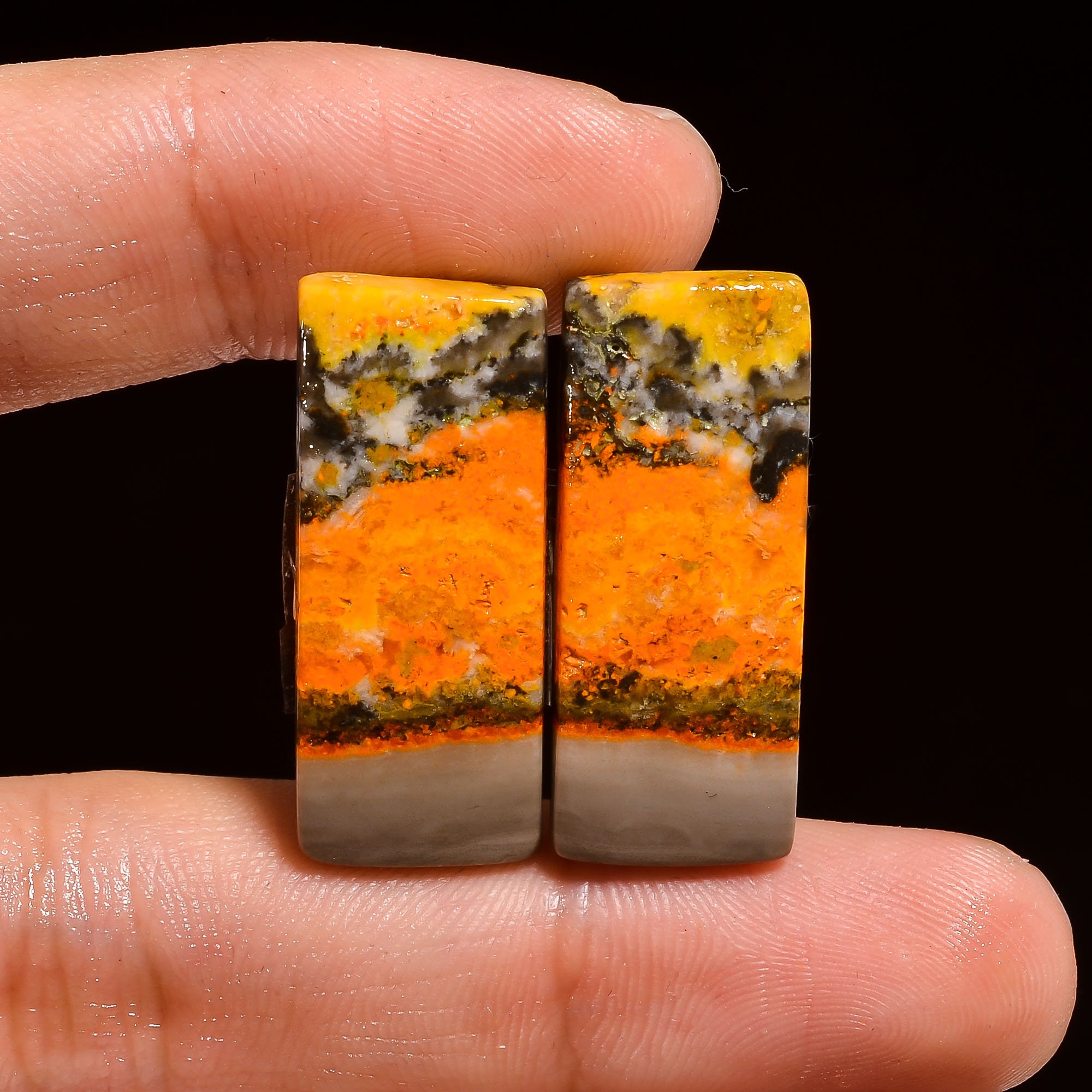 Natural Bumble Bee Jasper Gemstone Pair Mix Shape Jasper Etsy