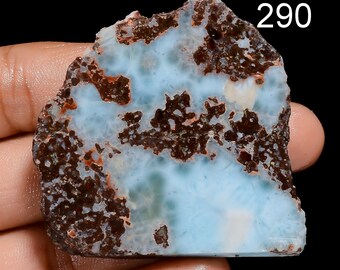 天然ブルーラリマー原石スライス宝石ロット、ジュエリー製作用品用 