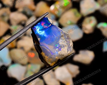 Natural Ethiopian Opal, Welo Fire Opal Rough Gemstone, October Birthstone.