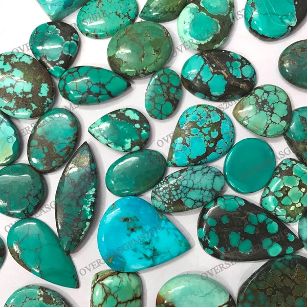 Natural Tibetan Turquoise Gemstone Wholesale Lot, Tibetan Turquoise Cabochon, Loose Gemstone Jewelry, Rare Tibetan Turquoise 18 To 30 mm