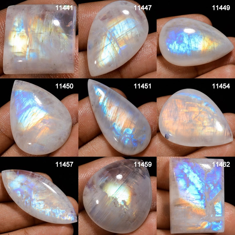 Natural Rainbow Moonstone Gemstone, Rare Rainbow Moonstone Cabochon, Loose Moonstone Gemstone For Jewelry Making Supply, Healing Crystal image 1