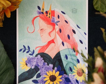 Illustration - La Reine Rousse aux Fleurs