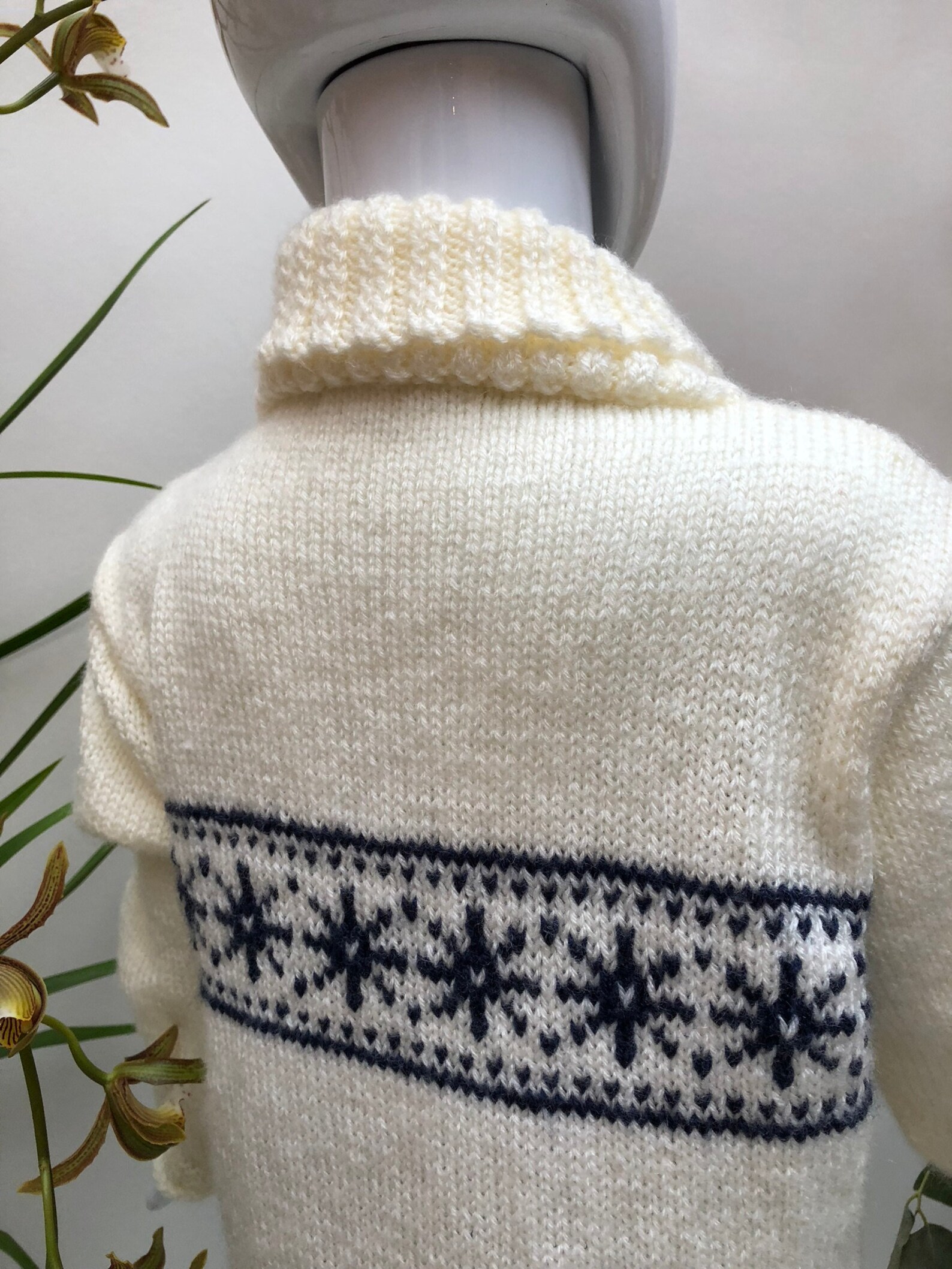 Hand Knitted Snowflake Jumper Etsy