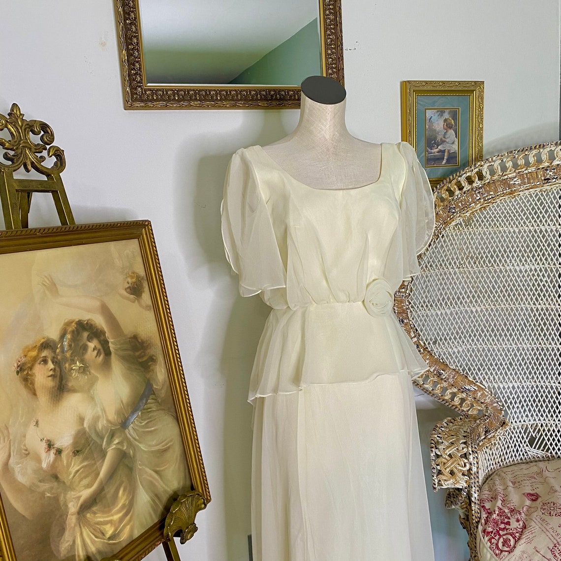 1950s Navy Iridescent Evening Gown, Size 6 main image 1