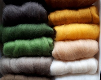 WINTER Palette Wool Roving Fiber 3 ozs.//84 grams Needle Felting Spinning Soap
