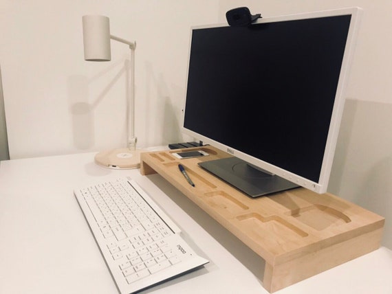 Monitor stand wood monitor riser wood wooden desktop | Etsy