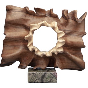 One-of-a-kind Handcrafted Walnut Wood Abstract Sculpture Office Decor Figurine Statues