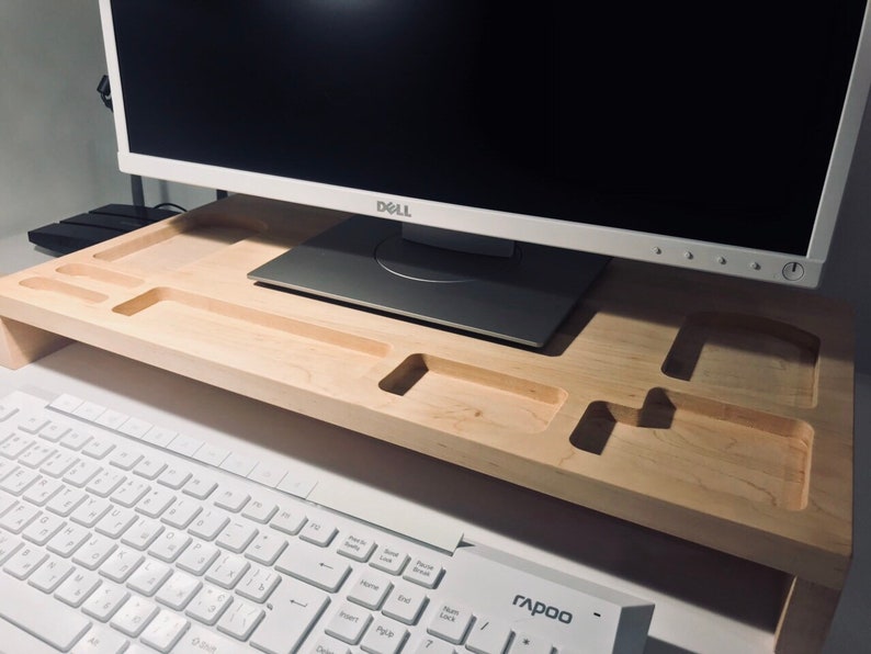 Monitor stand wood monitor riser wood wooden desktop Etsy