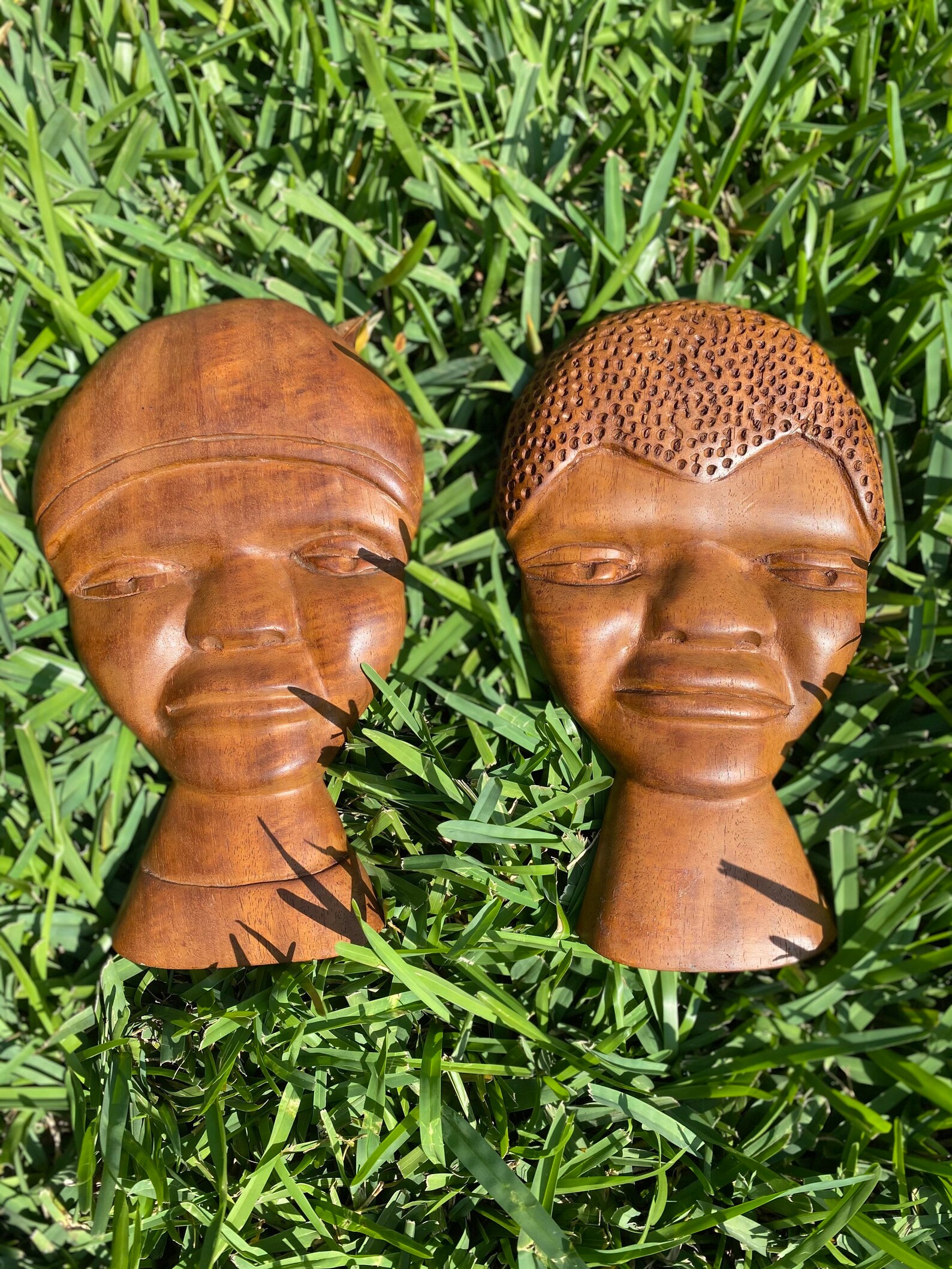 Vintage Haitian Wood Carved heads Etsy