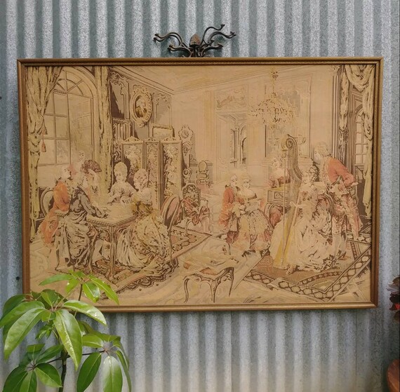 Vintage Framed. Large Victorian Tapestry framed tapestry  Etsy