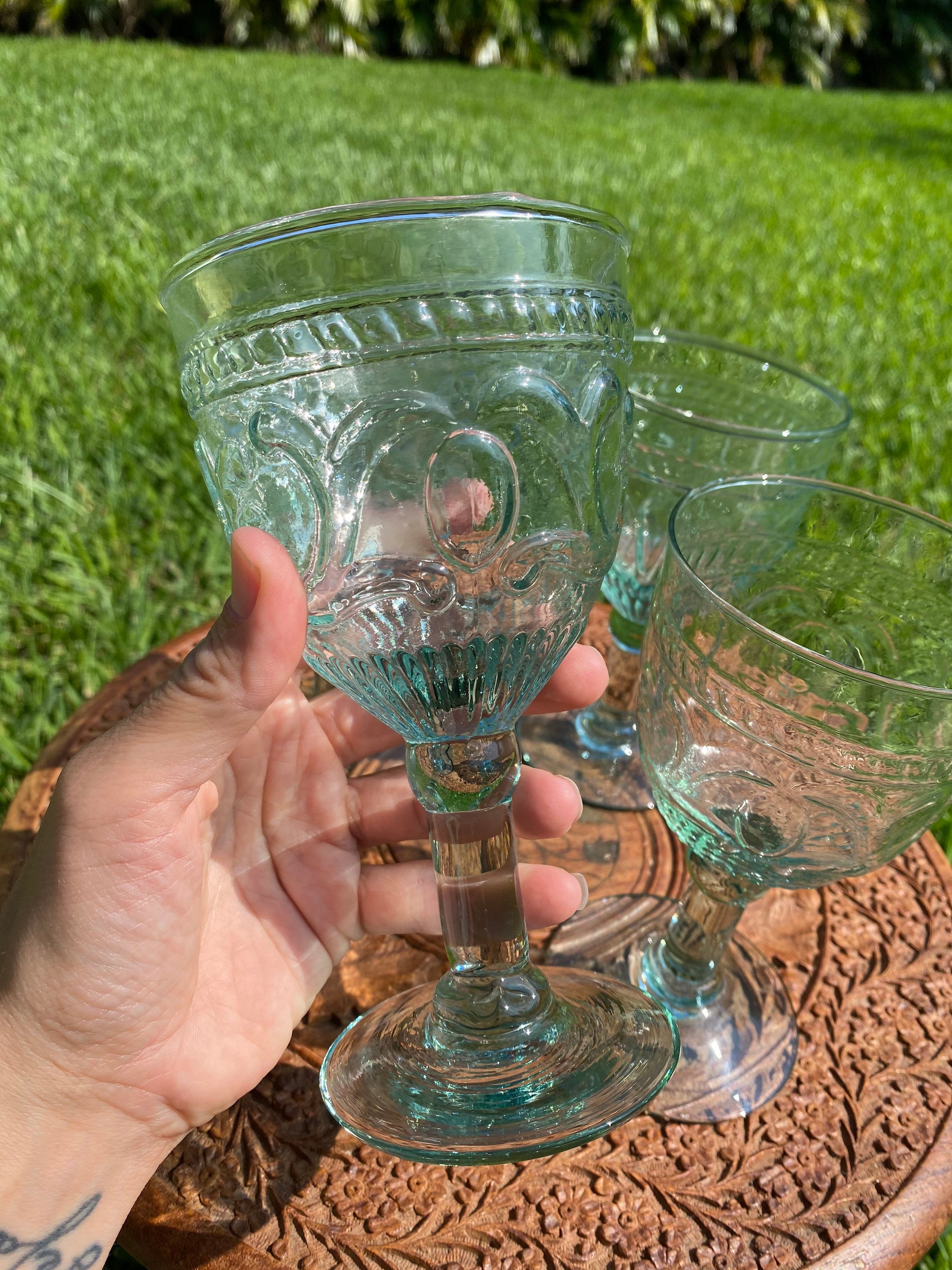 Vintage Blue Mexican Wine Glasses Etsy