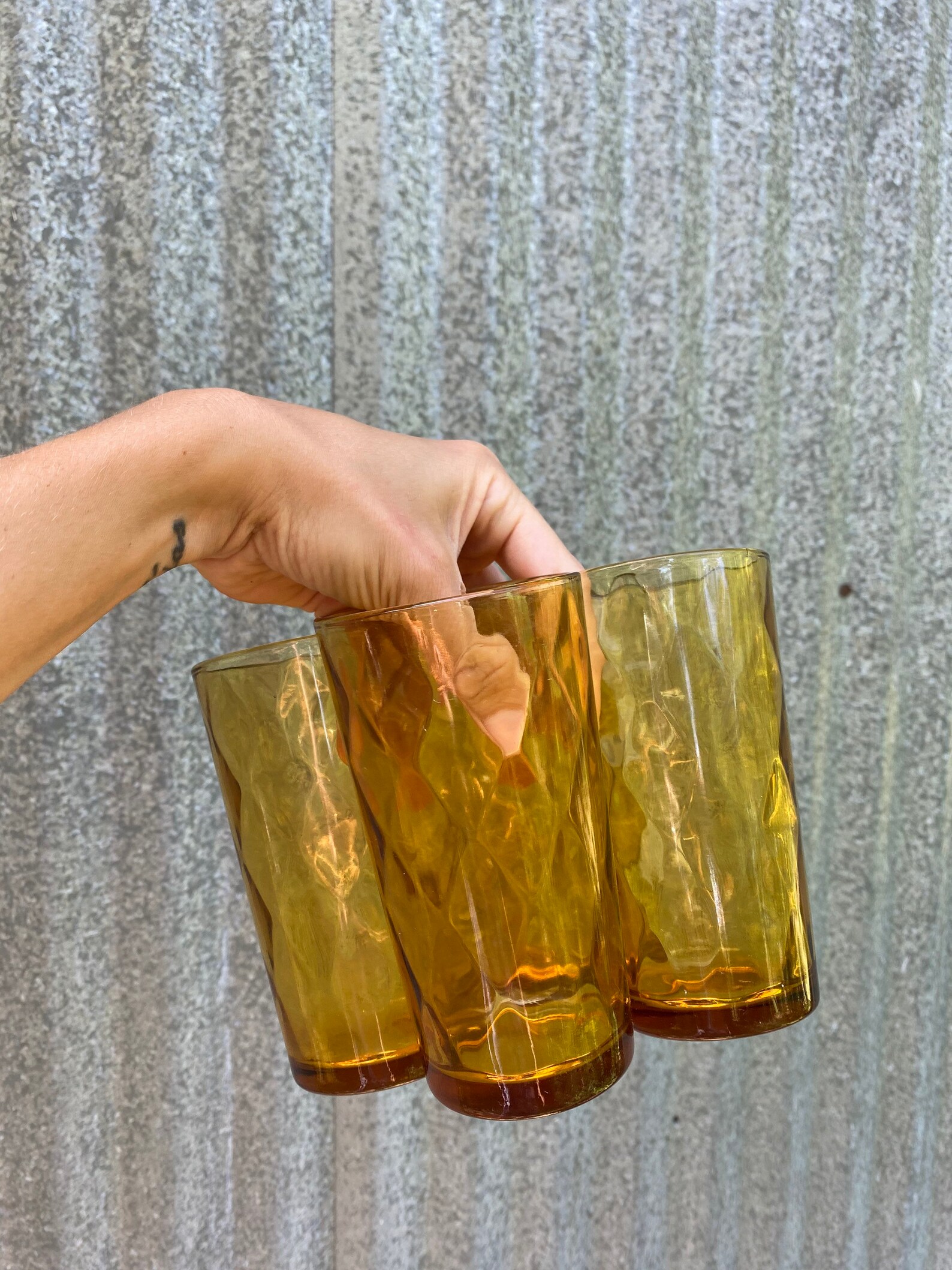 Vintage Amber Tumbler Cups 70s amber cups Etsy