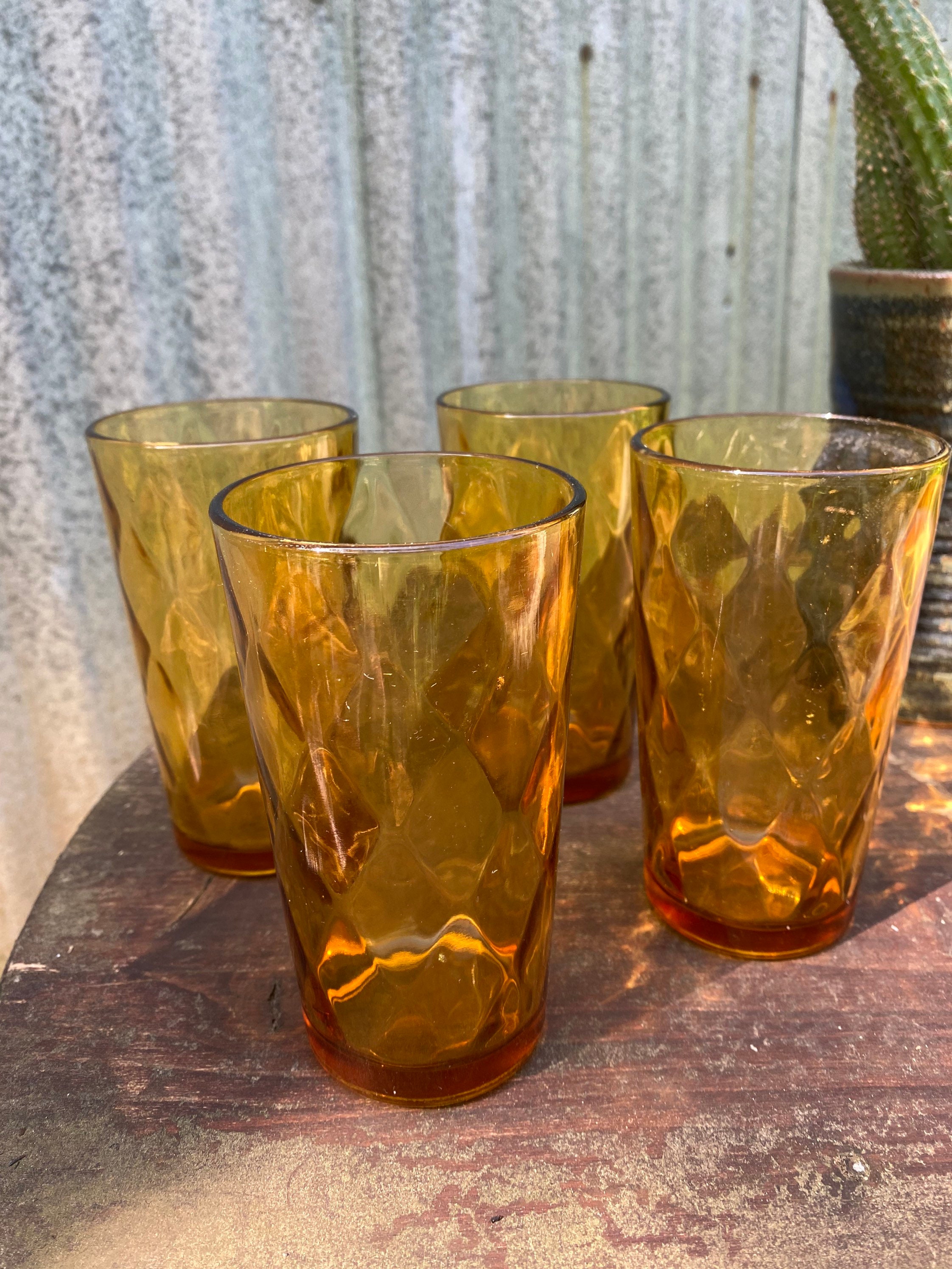 Vintage Amber Tumbler Cups 70s amber cups Etsy