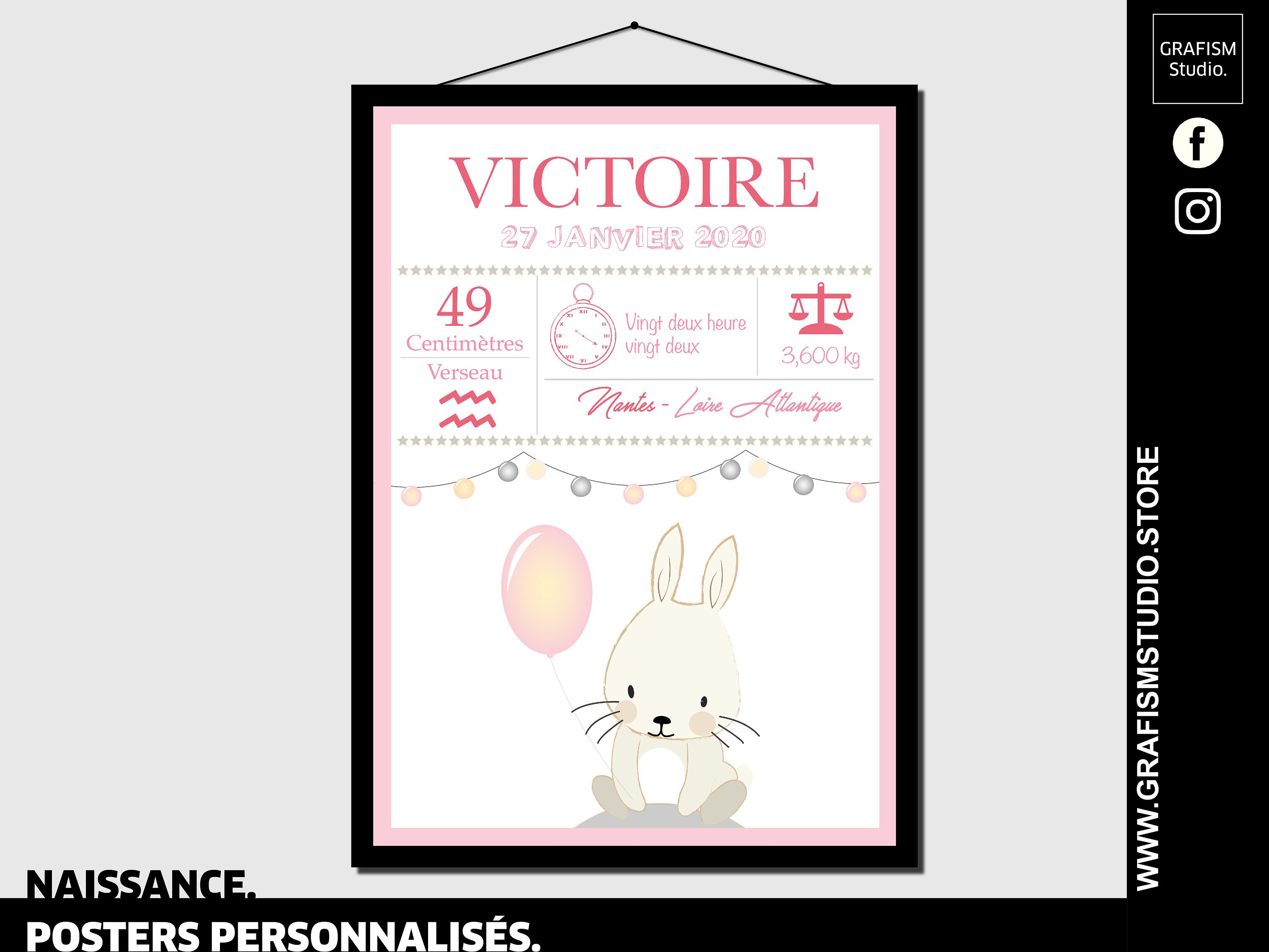 Affiche Personnalisée - Naissance Lapin