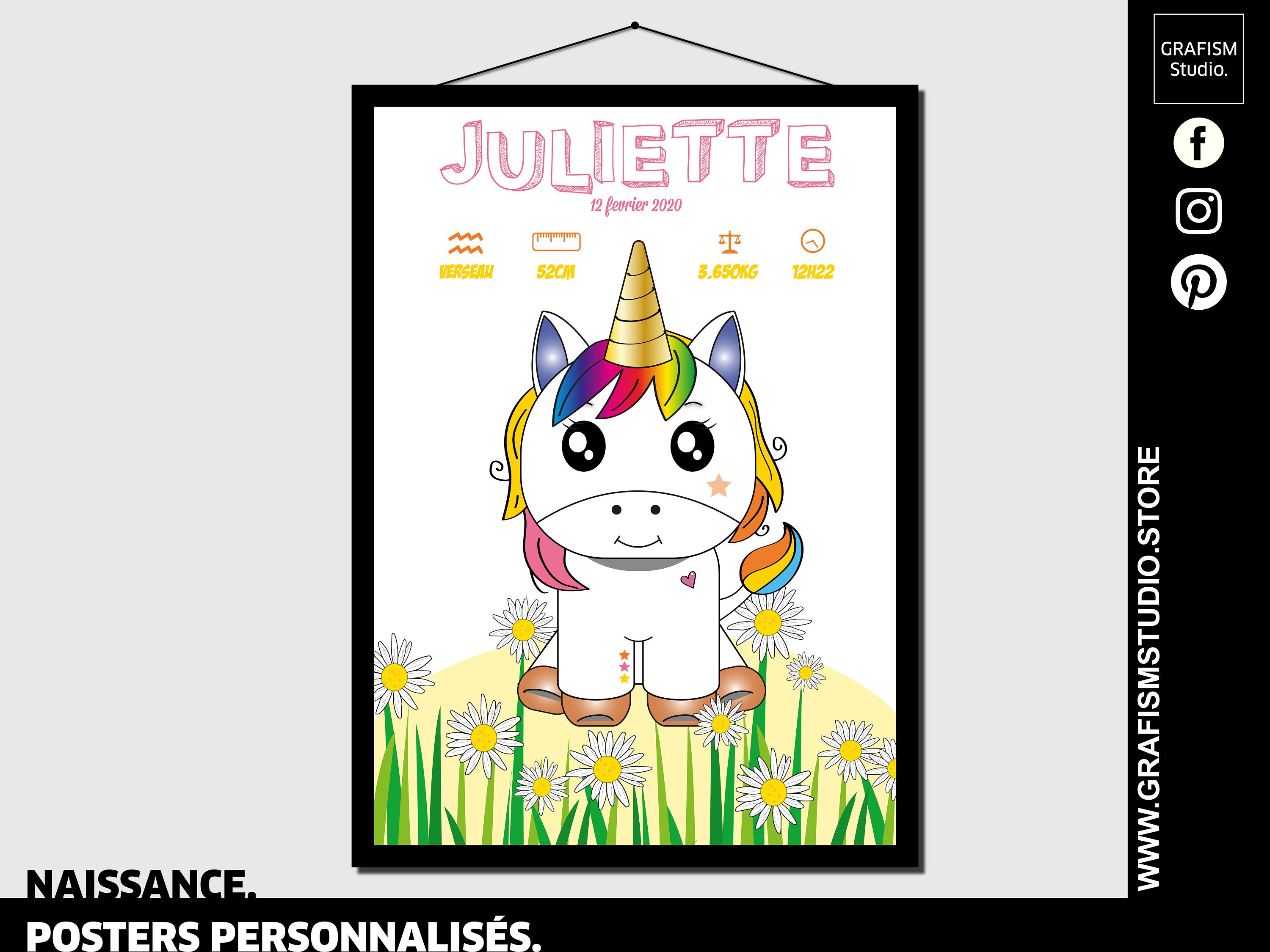 Affiche Personnalisée - Licorne