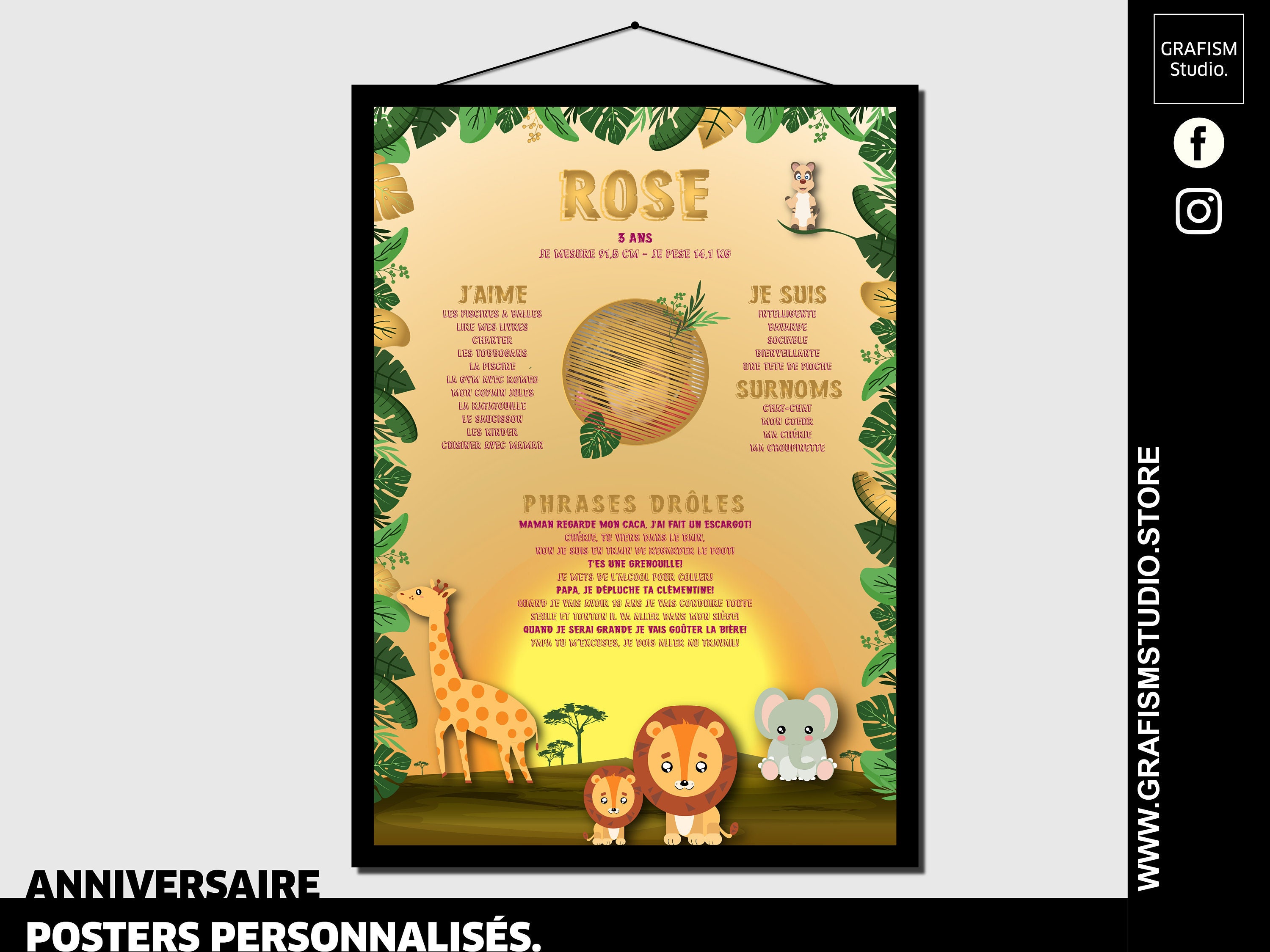 Affiche Personnalisée - Naissance/Anniversaire Version Savane