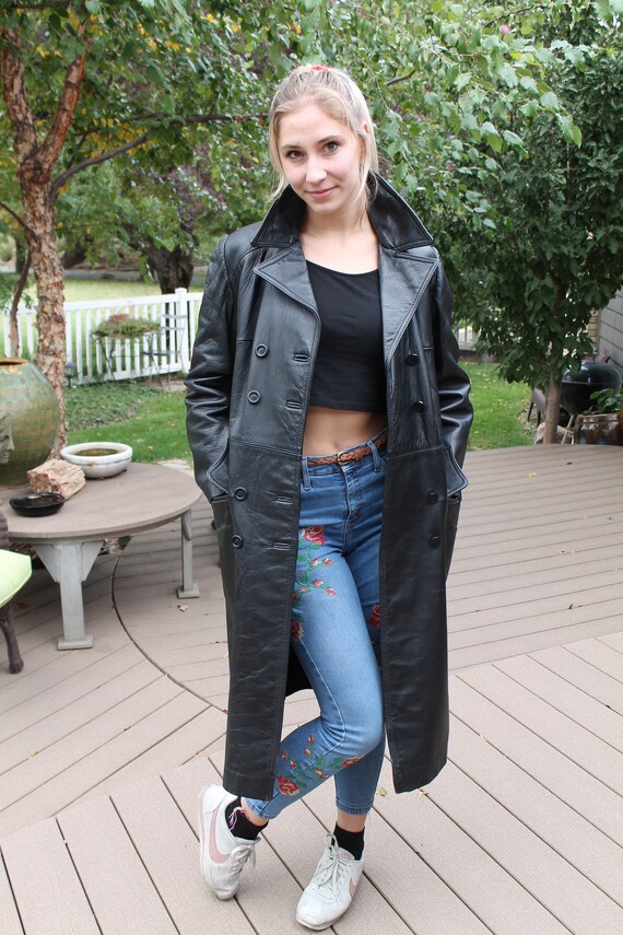 Vintage Black Leather Coat - image 1