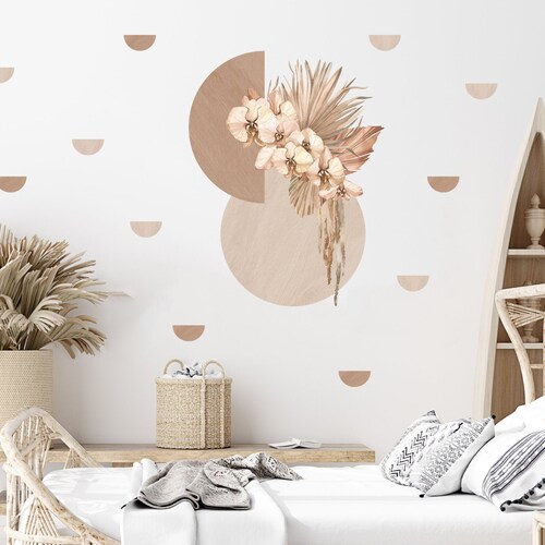 Boho Leaves Wall Decals Wall Decal Sticker Watercolor Wall Etsy