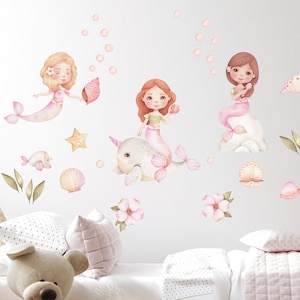 Mermaid wall sticker, Under the water wall sticker, wall sticker for girls&#39; rooms, Princess wall decoration, baby room wall sticker