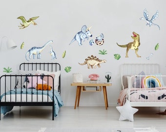 Dinosaur wall sticker for children's room, watercolor dino wall stickers, dinosaur wall stickers, dino wall decal