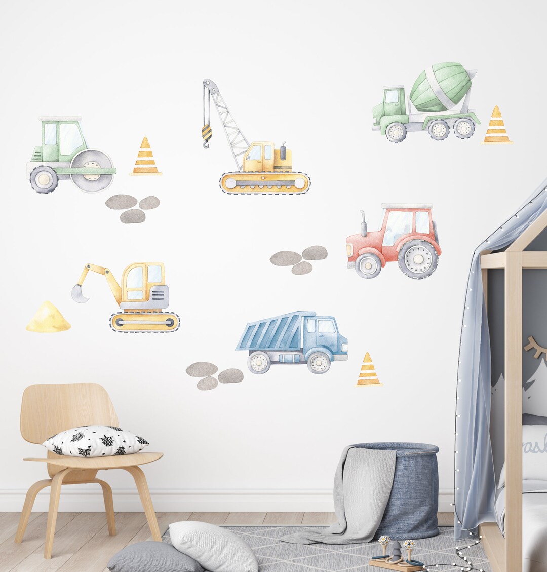 Wandtattoo „Baustelle“ Für Kinderzimmer – 130 X 21 Cm, Mehrfarbig, Einfach Anzubringen