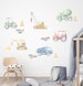 Construction vehicles bulldozer watercolor large wallstickers building site trucks excavator mixer crane  