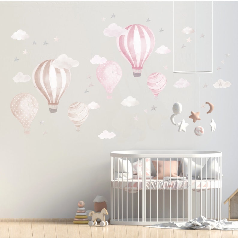 Hot air balloons pink pink wall decal hot air balloons wall Etsy
