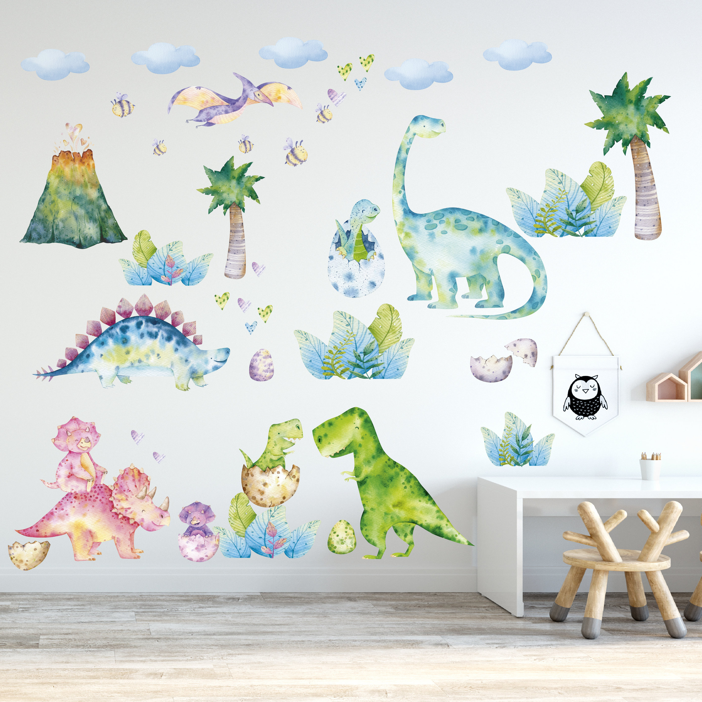 Dinosaur Watercolor Wallsticker XL Set Dino Primeval Family Etsy UK