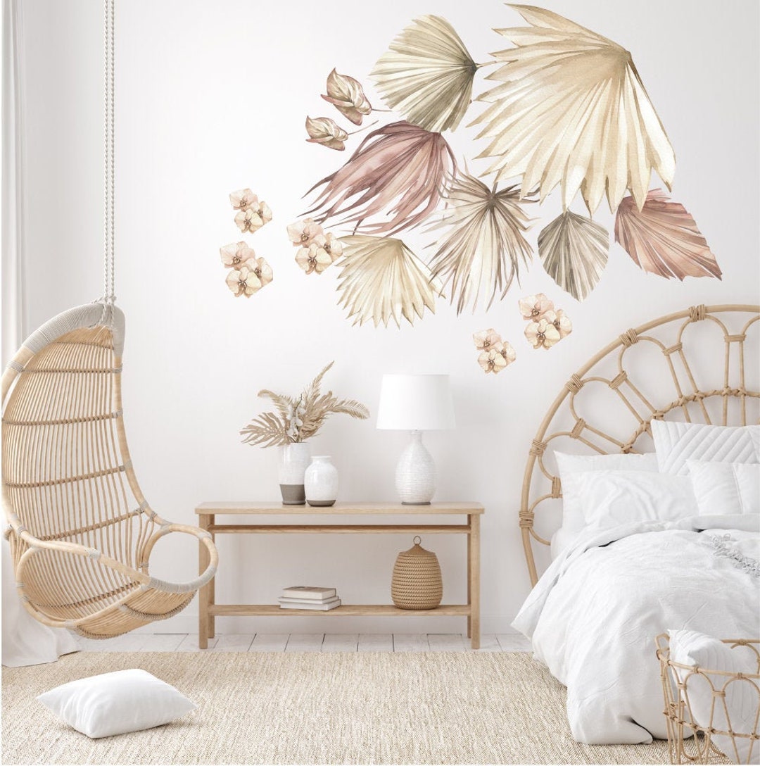 Boho Leaves Wall Sticker Children's Room, Boho Flower Decoration Wall ...