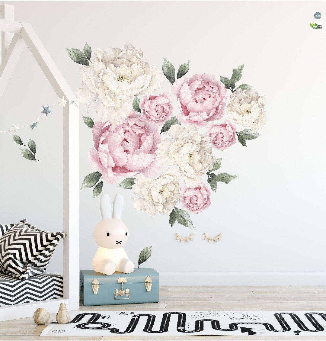 Peonies Pink Wall Sticker Wall Sticker Children's Room Etsy