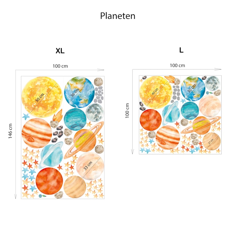 Solar System Wall Stickers Space Planets Earth Sun Moon Asteroids ...