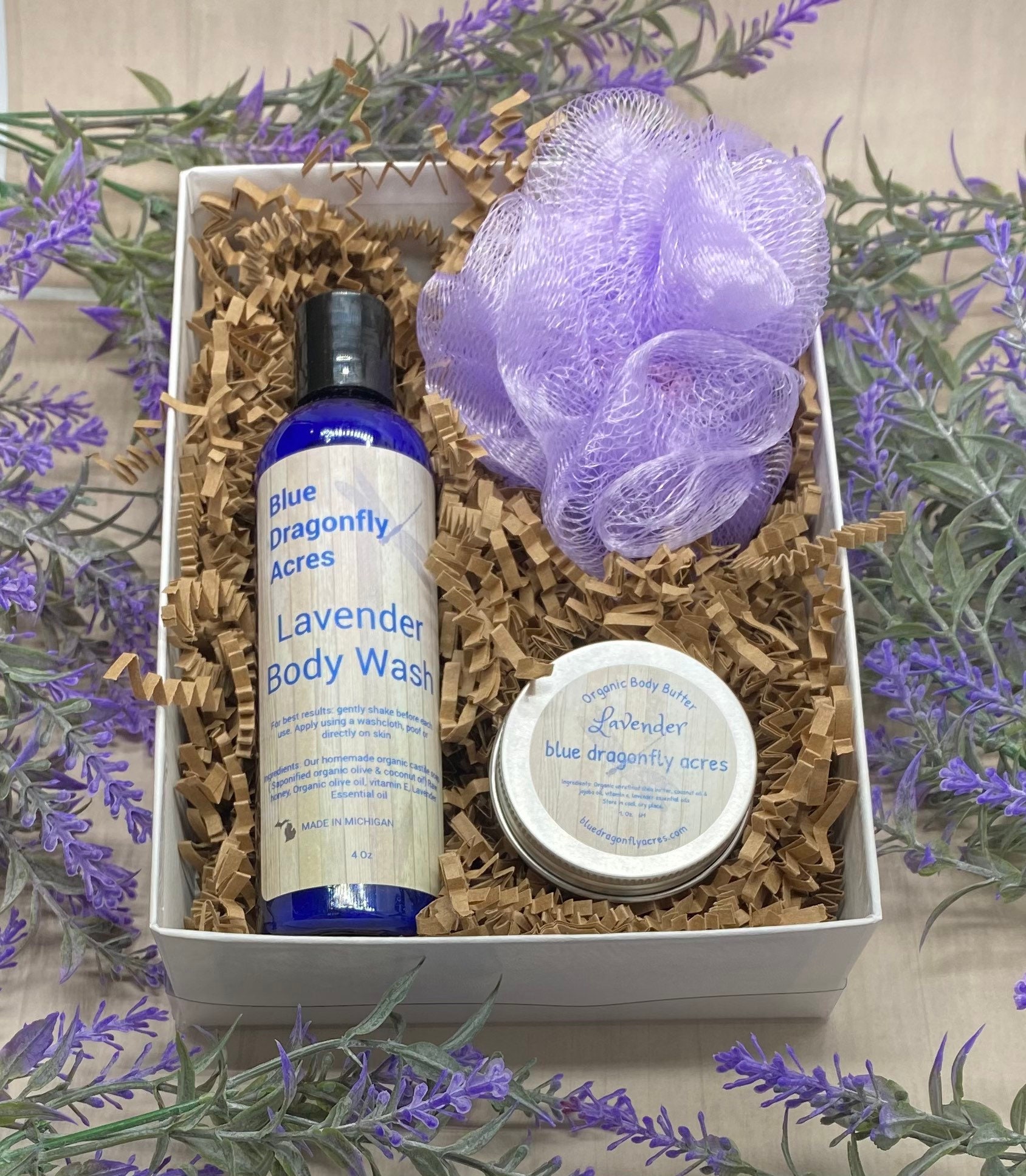 Lavender Body Wash Gift Set Body Wash Lotion and Bath Pouf Etsy