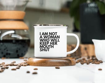 Feminist Enamel Camp Mug: Empowering Women's Gift