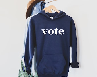 Vote Hoodie: Navy Blue Unisex Sweatshirt