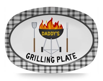 BBQ Grill BBQ Gifts Rustic Blue Wood Design Gifts for Grillers Grill Gifts Personalized BBQ Grill Plate for Dad