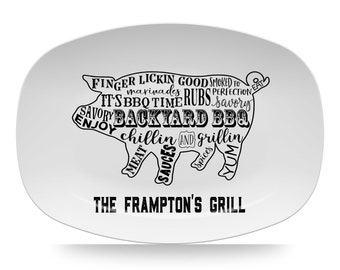 Personalized Barbecue Grilling Platter, Family Grill Plate, BBQ Platter, Barbeque , Father's Day Gift