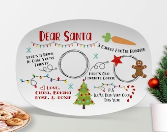 Personalized Milk and Cookies Plate For Danta, Custom Christmas Platter