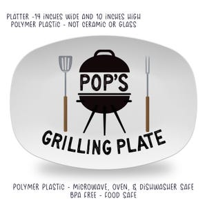 Personalized BBQ Grilling Platter, Father's Day Barbecue Plate, Signature Option image 2