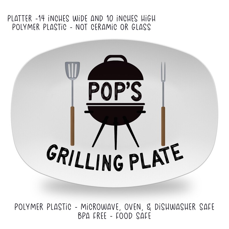 Personalized BBQ Grilling Platter, Father's Day Barbecue Plate, Signature Option image 2